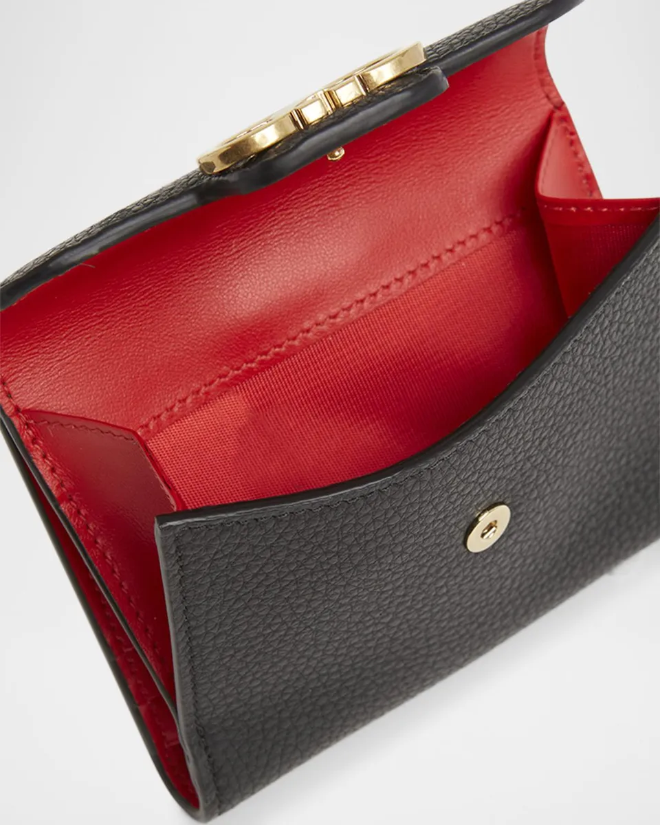 Ferragamo Double Gancio Grainy Leather Wallet | Thumbnail 4