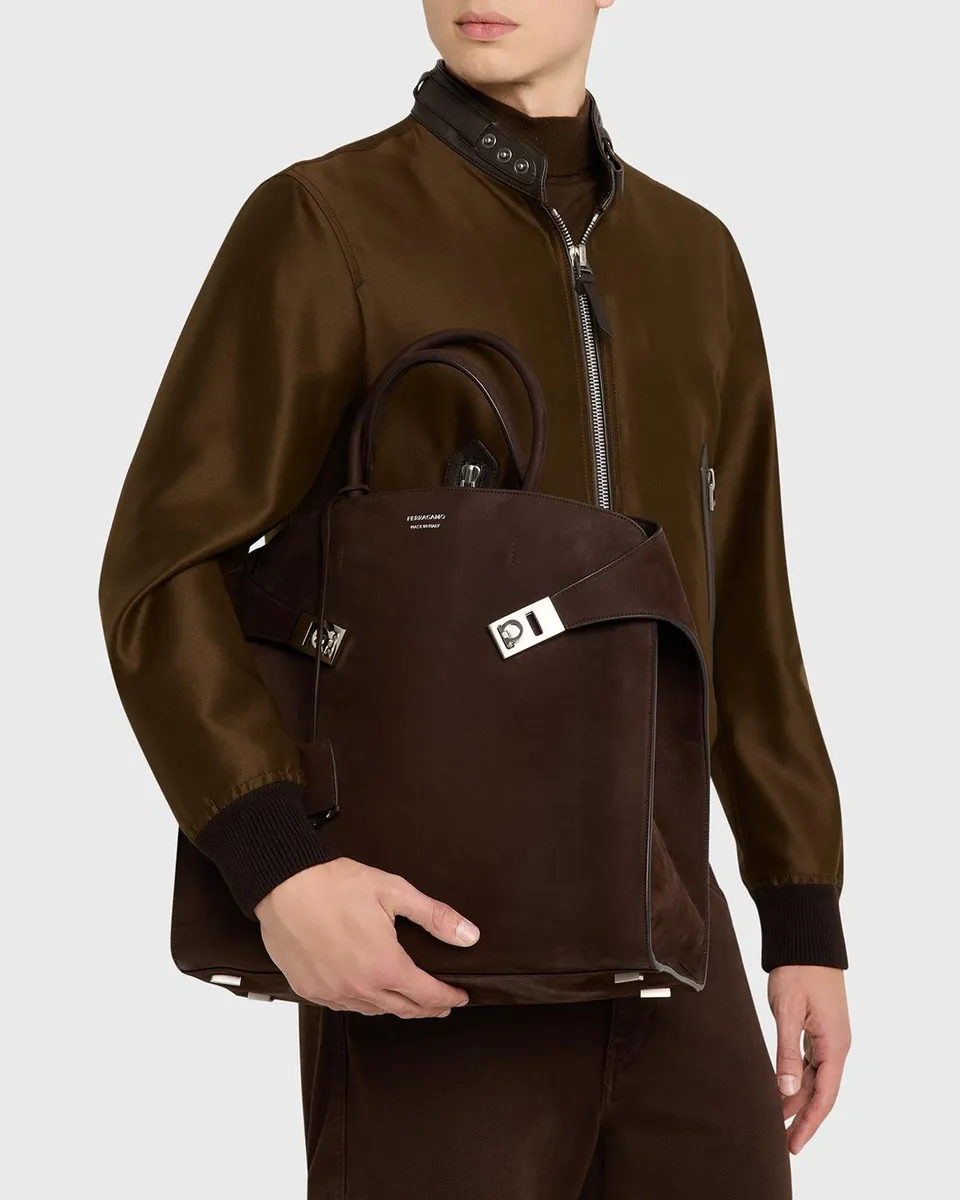 Ferragamo Men's Hug Leather Tote Bag | Thumbnail 2 Ferragamo Men's Hug Leather Tote Bag | Thumbnail 2