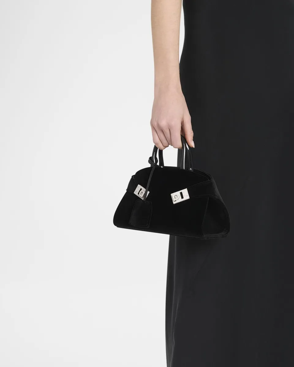 Ferragamo Hug Strass Velvet Top-Handle Bag | Thumbnail 2