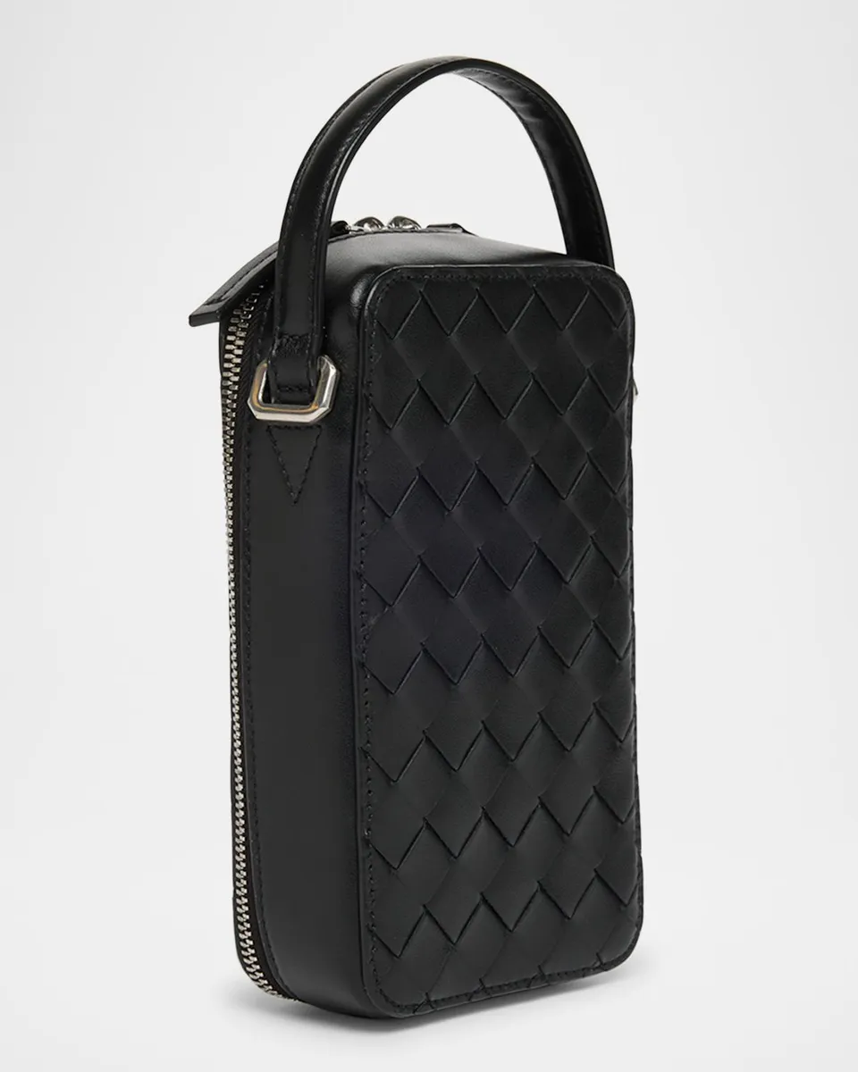 Bottega Veneta Men's Getaway Leather Crossbody Phone Pouch | Thumbnail 3