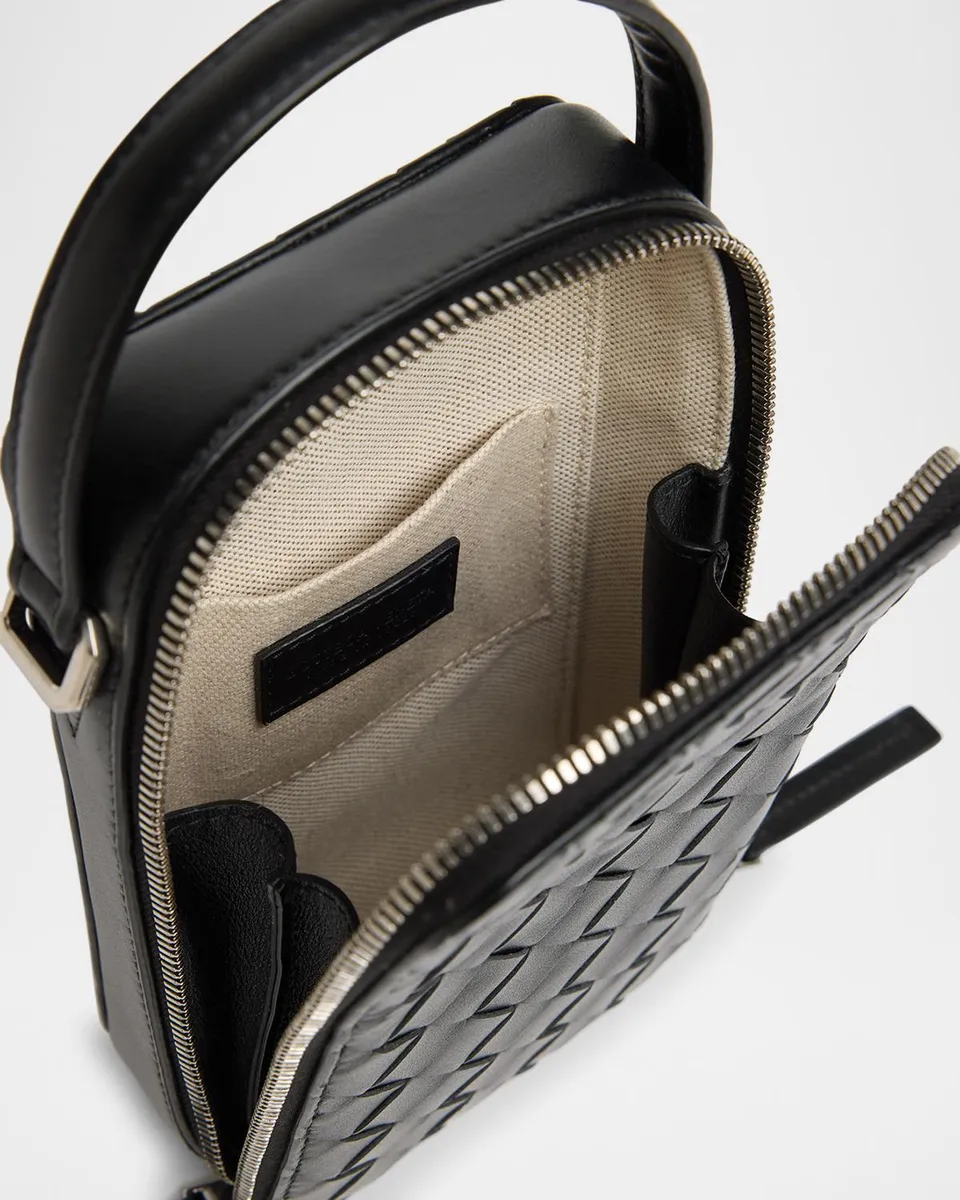 Bottega Veneta Men's Getaway Leather Crossbody Phone Pouch | Thumbnail 4