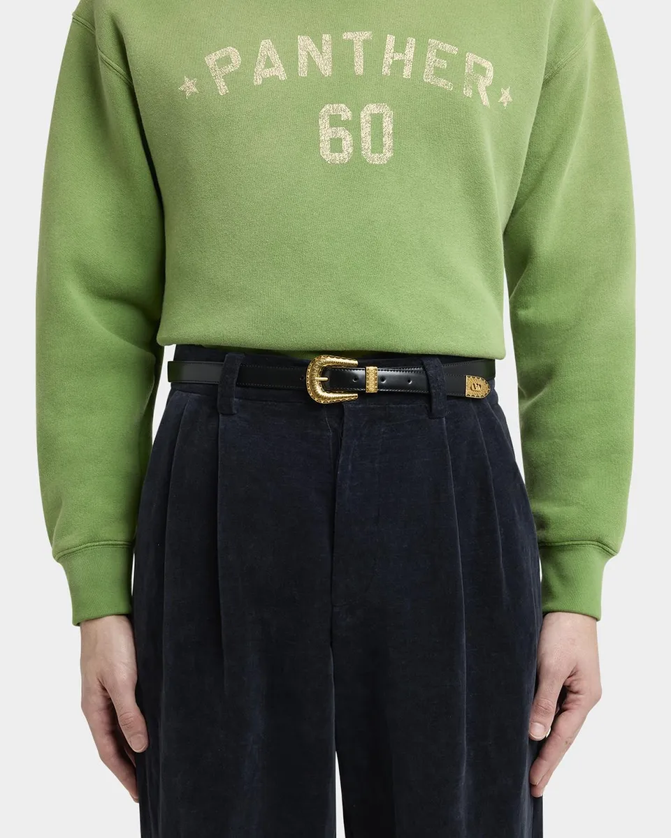 Valentino Garavani Men's VLogo Signature Skinny Leather Belt | Thumbnail 2 Valentino Garavani Men's VLogo Signature Skinny Leather Belt | Thumbnail 2