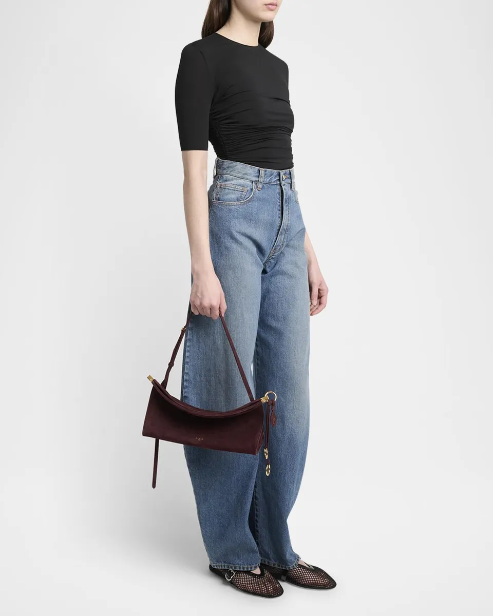 Alaïa Le Click Medium Shoulder Bag in Suede | Thumbnail 4 Alaïa Le Click Medium Shoulder Bag in Suede | Thumbnail 4