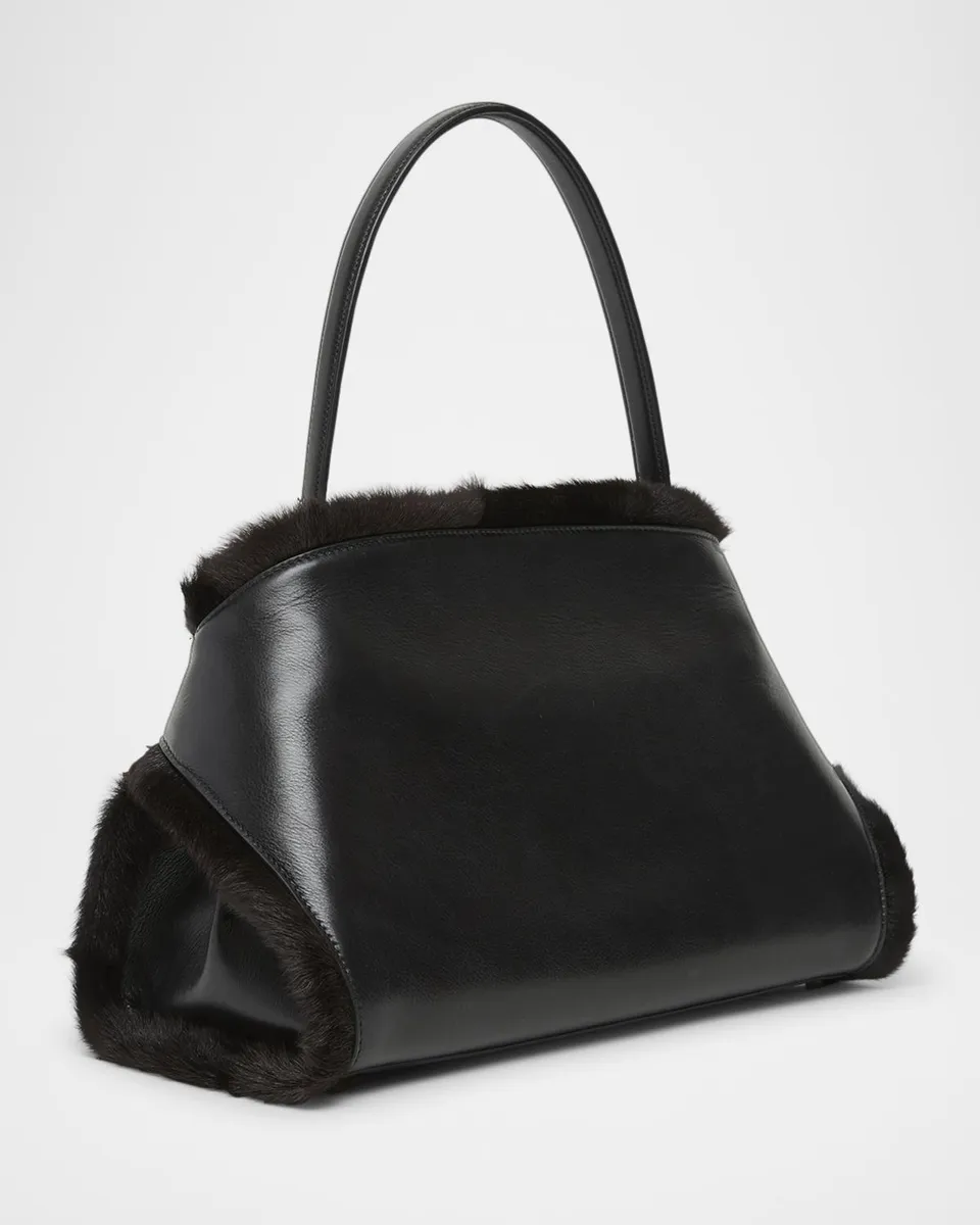 Ferragamo Hug Leather & Shearling Shoulder Bag | Thumbnail 3