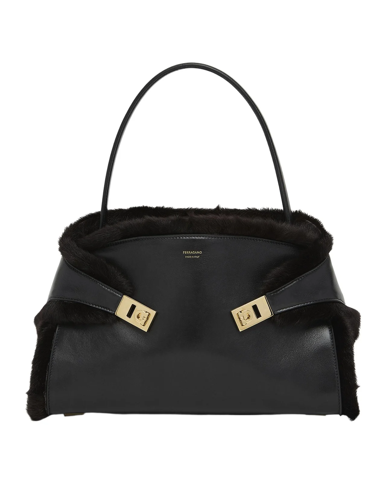 Hug Leather & Shearling Shoulder Bag Hug Leather & Shearling Shoulder Bag