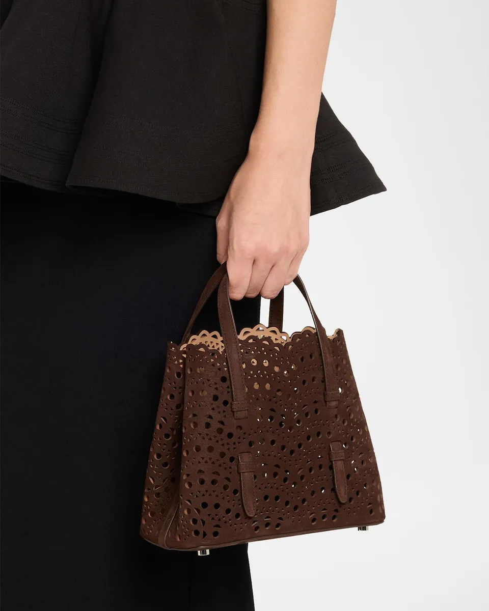 Alaïa Mina 20 Top-Handle Bag in Perforated Suede | Thumbnail 2 Alaïa Mina 20 Top-Handle Bag in Perforated Suede | Thumbnail 2