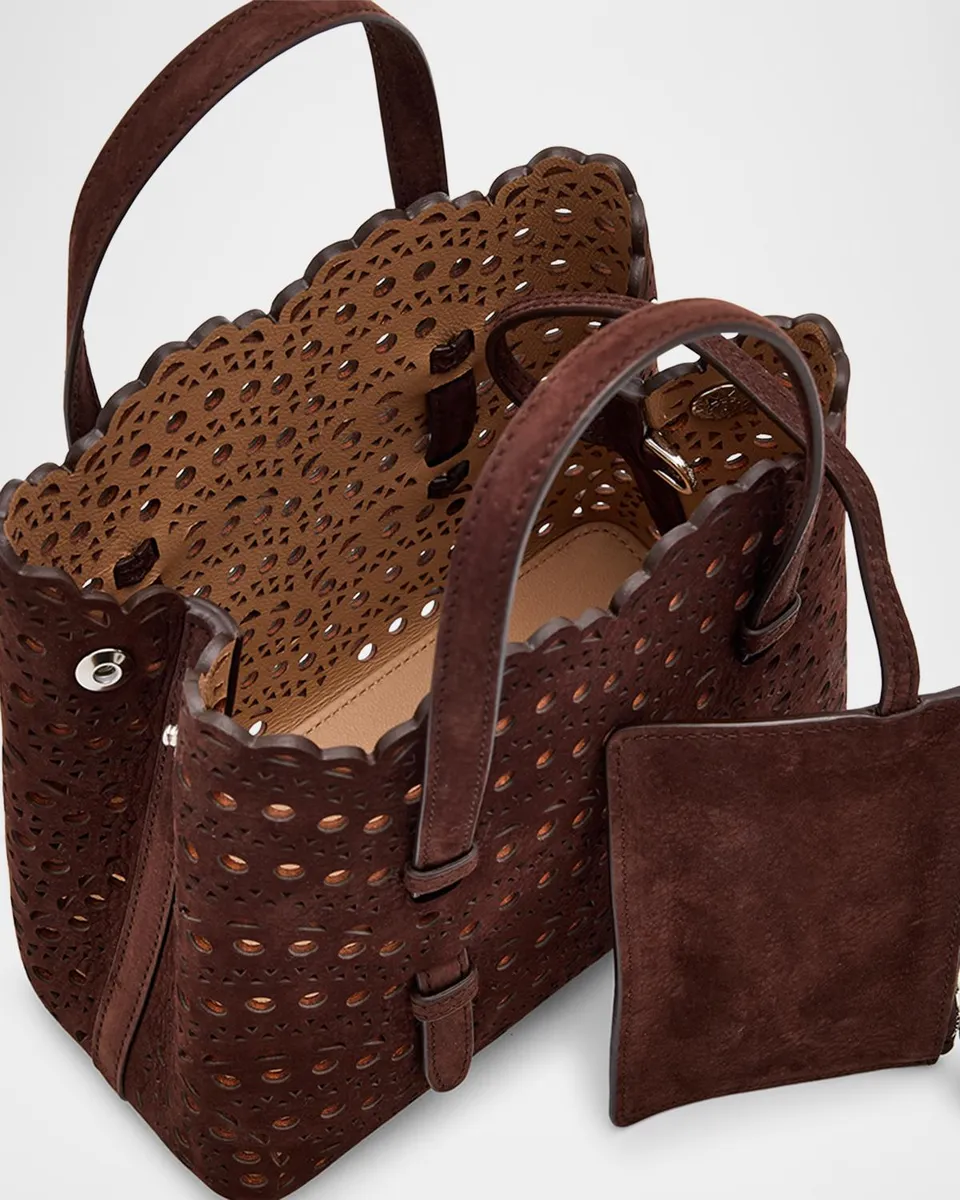 Alaïa Mina 20 Top-Handle Bag in Perforated Suede | Thumbnail 4 Alaïa Mina 20 Top-Handle Bag in Perforated Suede | Thumbnail 4