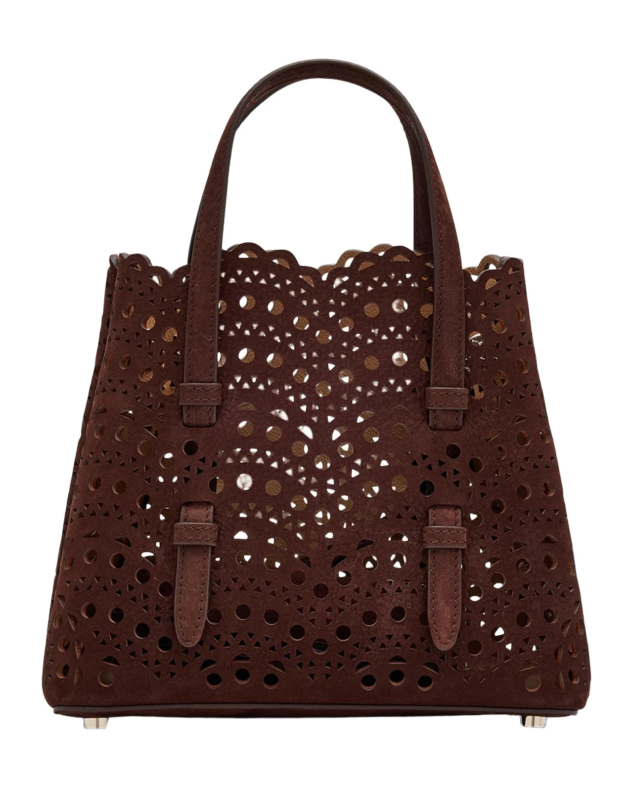 Mina 20 Top-Handle Bag in Perforated Suede Mina 20 Top-Handle Bag in Perforated Suede