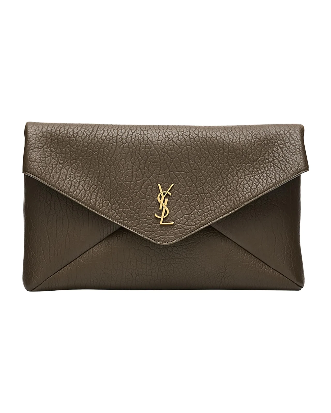 YSL Envelope Clutch Bag in Grained Leather