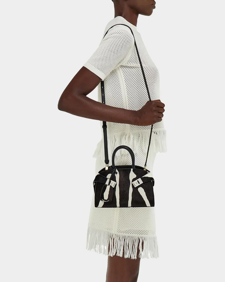 Ferragamo Hug Zebra Calf Hair Top-Handle Bag | Thumbnail 2 Ferragamo Hug Zebra Calf Hair Top-Handle Bag | Thumbnail 2