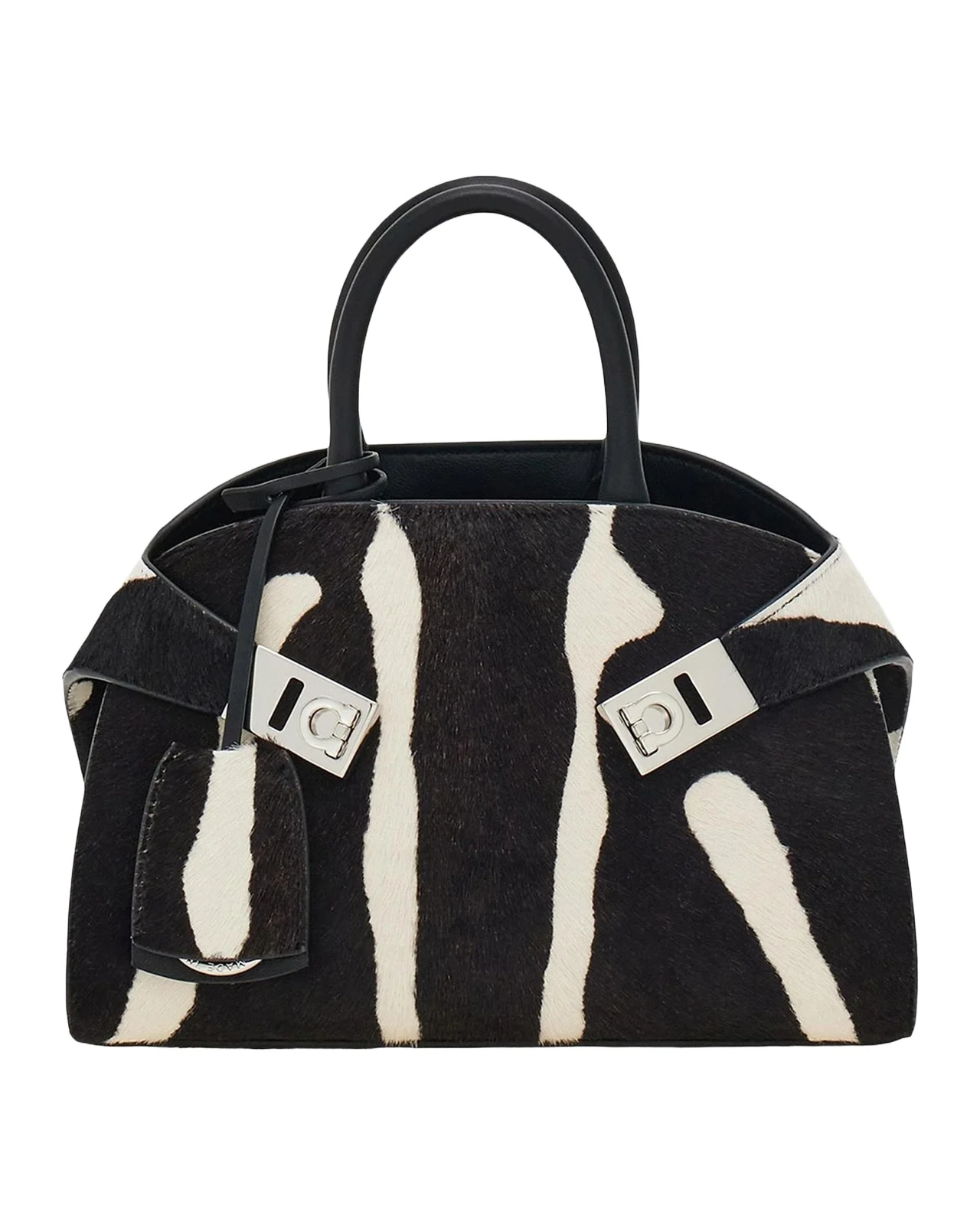 Hug Zebra Calf Hair Top-Handle Bag