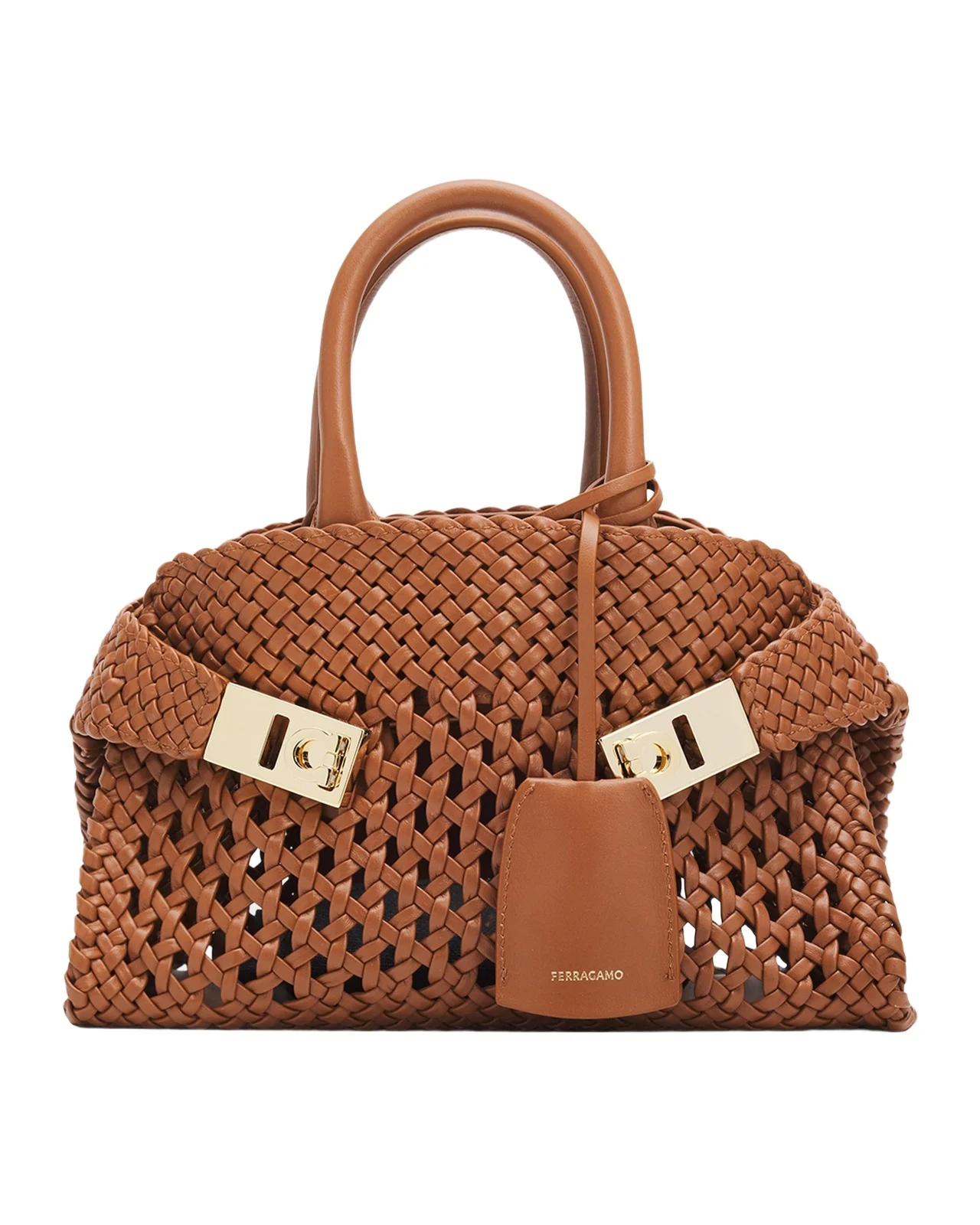 Hug Woven Leather Top-Handle Bag Hug Woven Leather Top-Handle Bag
