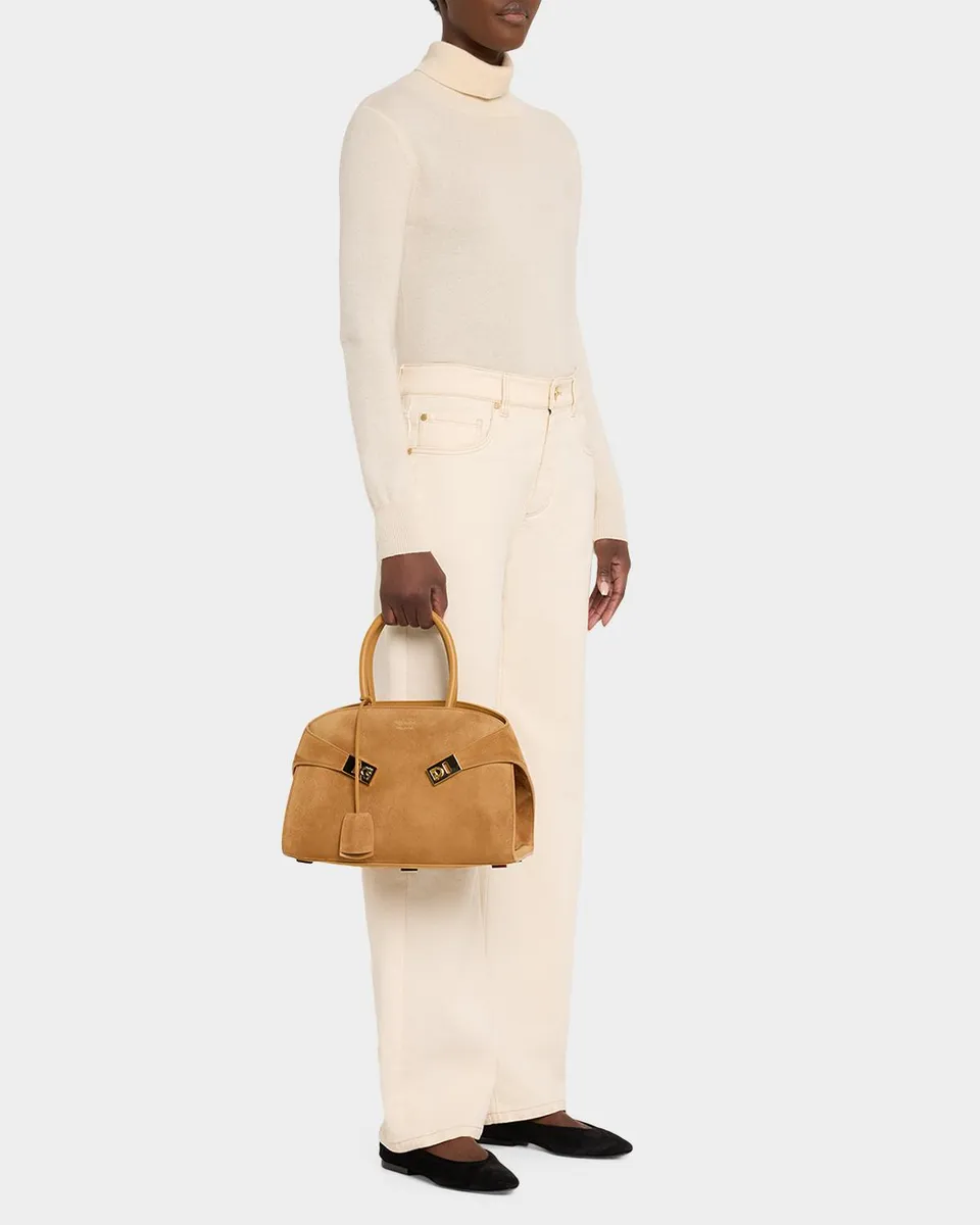 Ferragamo Hug Medium Suede Handbag | Thumbnail 5 Ferragamo Hug Medium Suede Handbag | Thumbnail 5