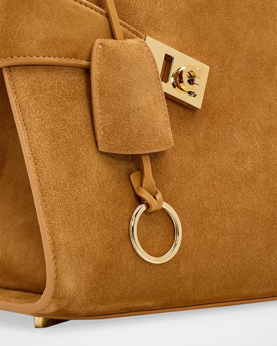 Ferragamo Hug Medium Suede Handbag | Thumbnail 6 Ferragamo Hug Medium Suede Handbag | Thumbnail 6