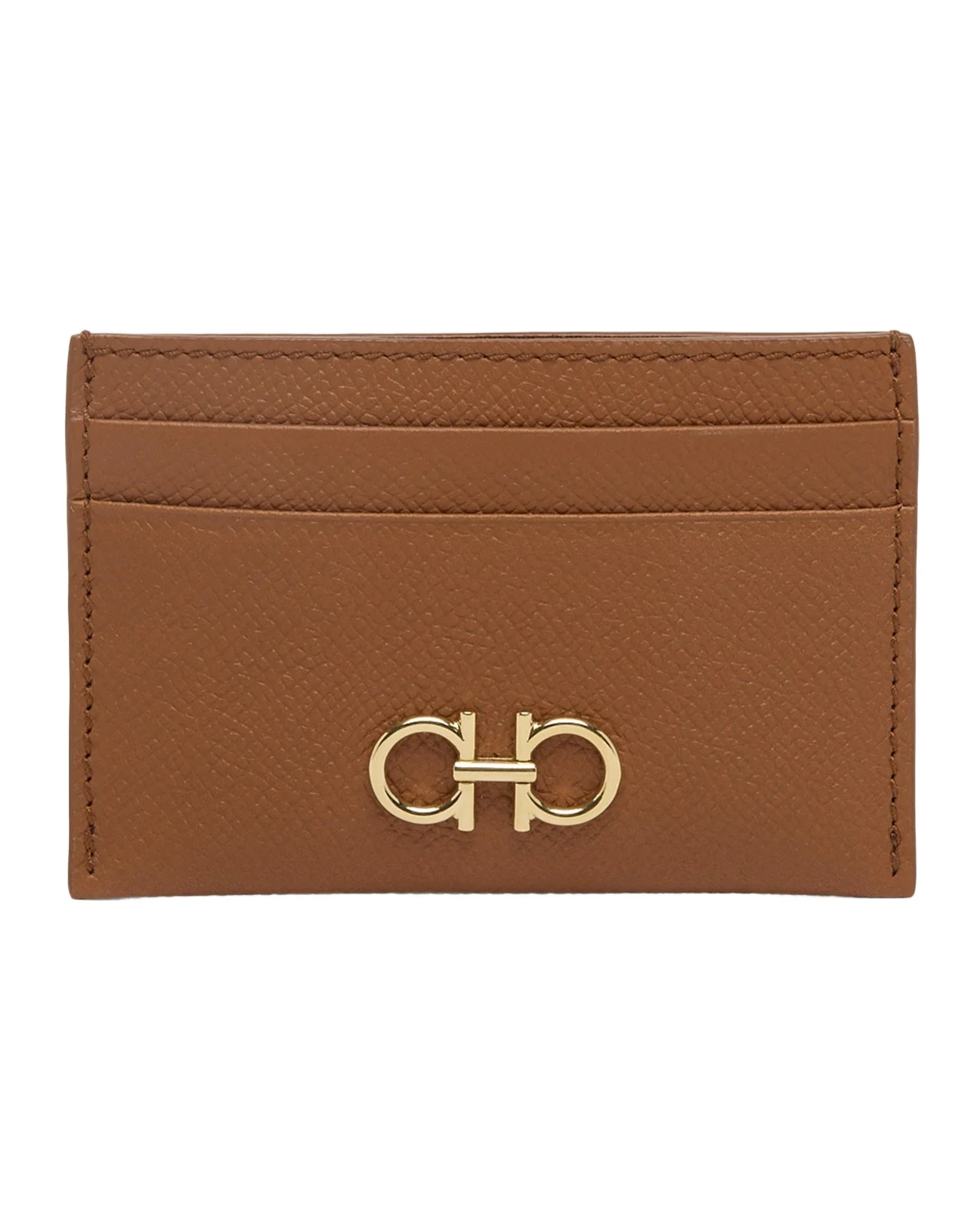 Ferragamo Hammered Leather Gancini Card Holder