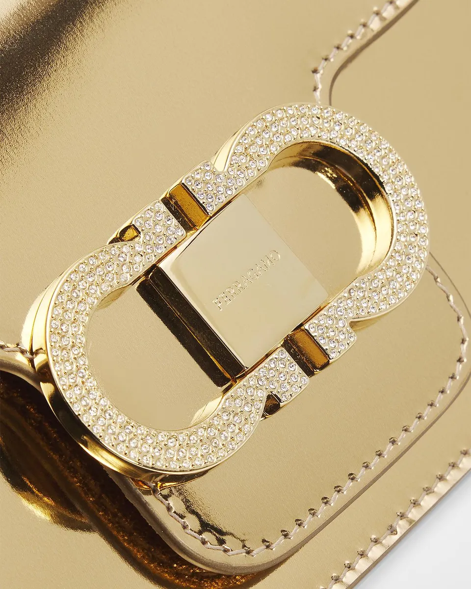 Ferragamo Laminated Leather Rhinestone Gancini Clutch Bag | Thumbnail 6 Ferragamo Laminated Leather Rhinestone Gancini Clutch Bag | Thumbnail 6