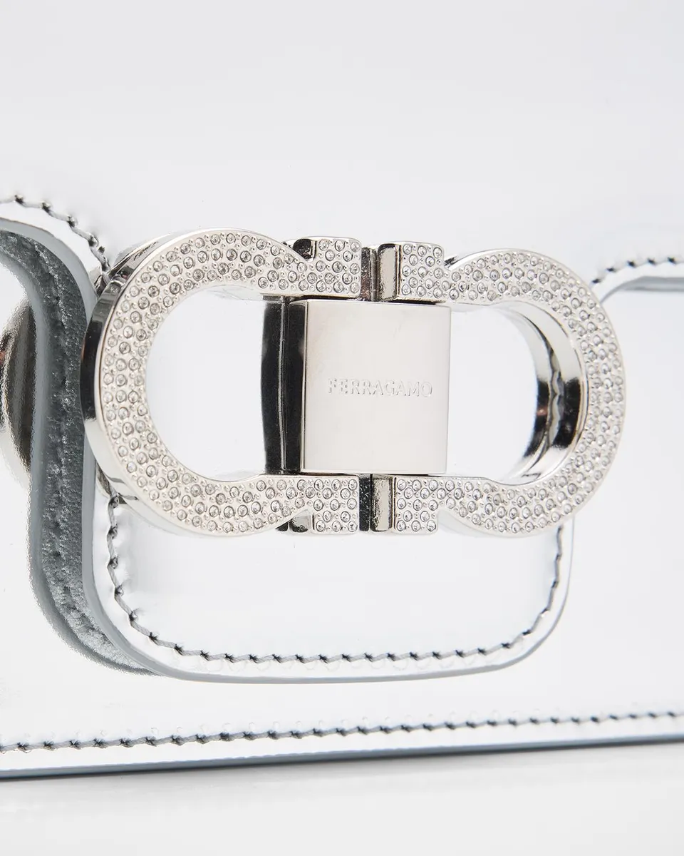 Ferragamo Laminated Leather Rhinestone Gancini Shoulder Bag | Thumbnail 6 Ferragamo Laminated Leather Rhinestone Gancini Shoulder Bag | Thumbnail 6