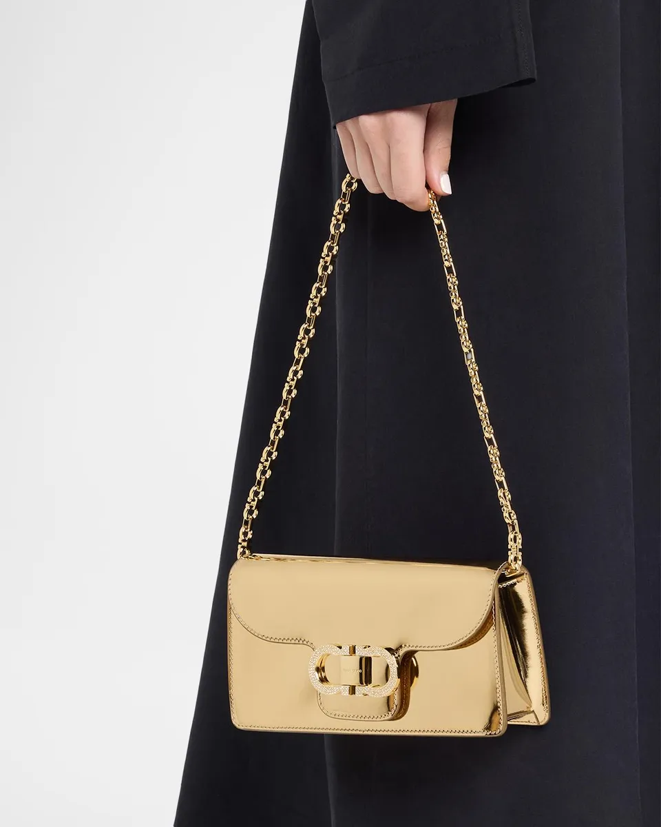 Ferragamo Mini Crystal Double Gancini Leather Shoulder Bag | Thumbnail 2 Ferragamo Mini Crystal Double Gancini Leather Shoulder Bag | Thumbnail 2