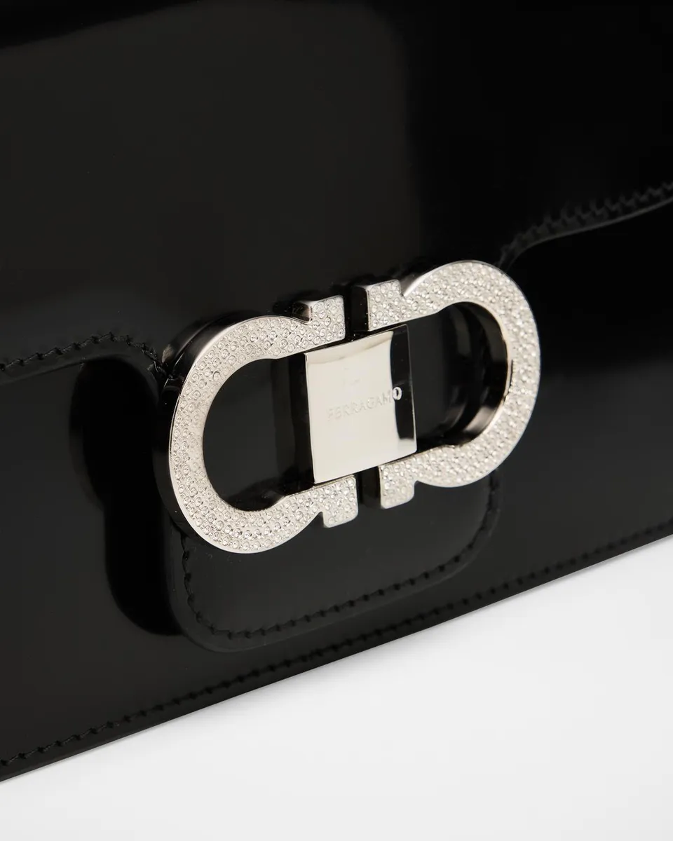 Ferragamo Mini Crystal Double Gancini Leather Shoulder Bag | Thumbnail 6 Ferragamo Mini Crystal Double Gancini Leather Shoulder Bag | Thumbnail 6