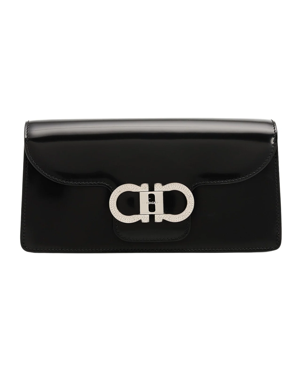 Ferragamo Mini Crystal Double Gancini Leather Shoulder Bag