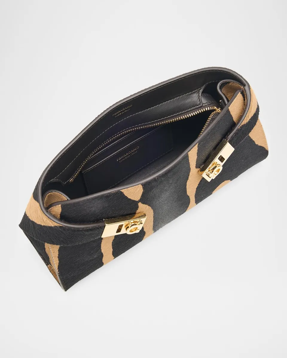 Ferragamo Hug Zebra-Print Calf Hair Shoulder Bag | Thumbnail 6 Ferragamo Hug Zebra-Print Calf Hair Shoulder Bag | Thumbnail 6