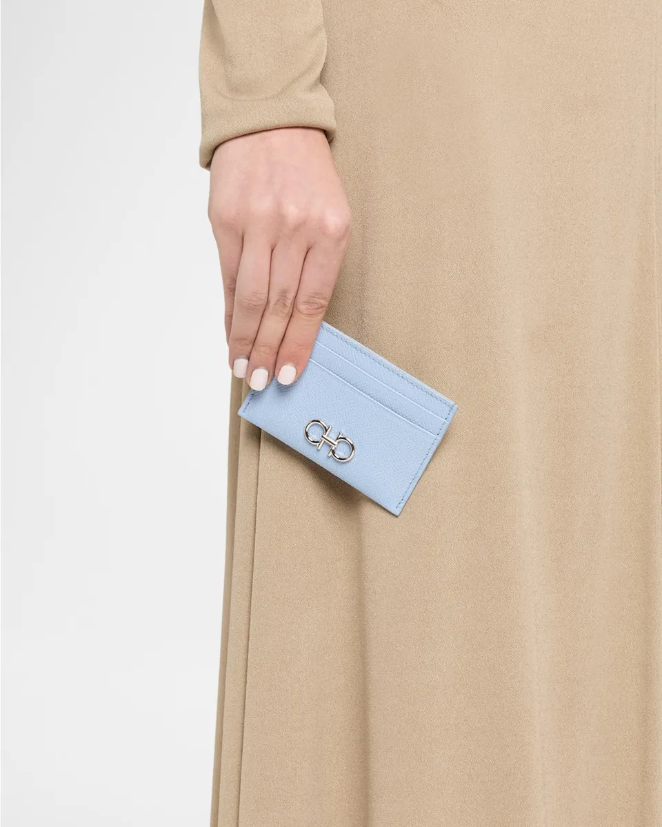 Ferragamo Gancini Hammered Leather Card Holder | Thumbnail 2