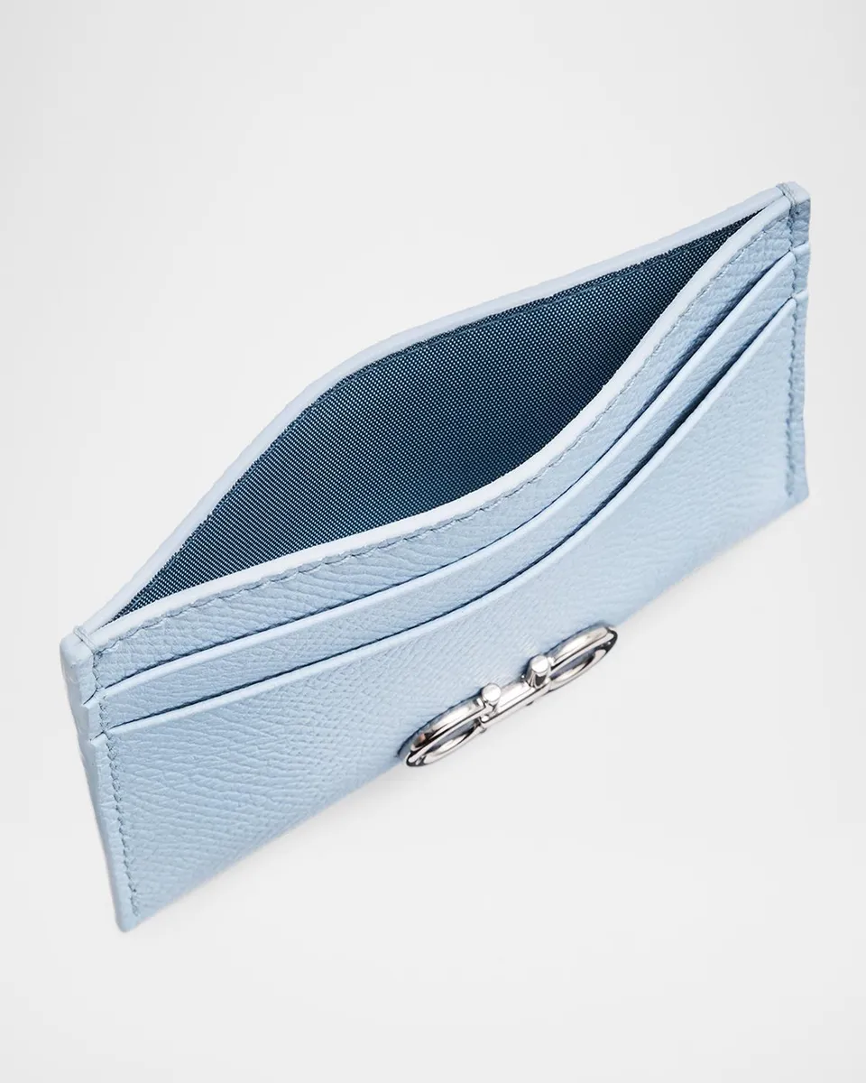Ferragamo Gancini Hammered Leather Card Holder | Thumbnail 3