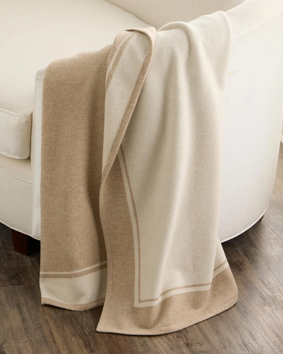 Sofia Cashmere Skyline Border Stripe Cashmere Throw, 56" x 72" | Thumbnail 2 Sofia Cashmere Skyline Border Stripe Cashmere Throw, 56" x 72" | Thumbnail 2