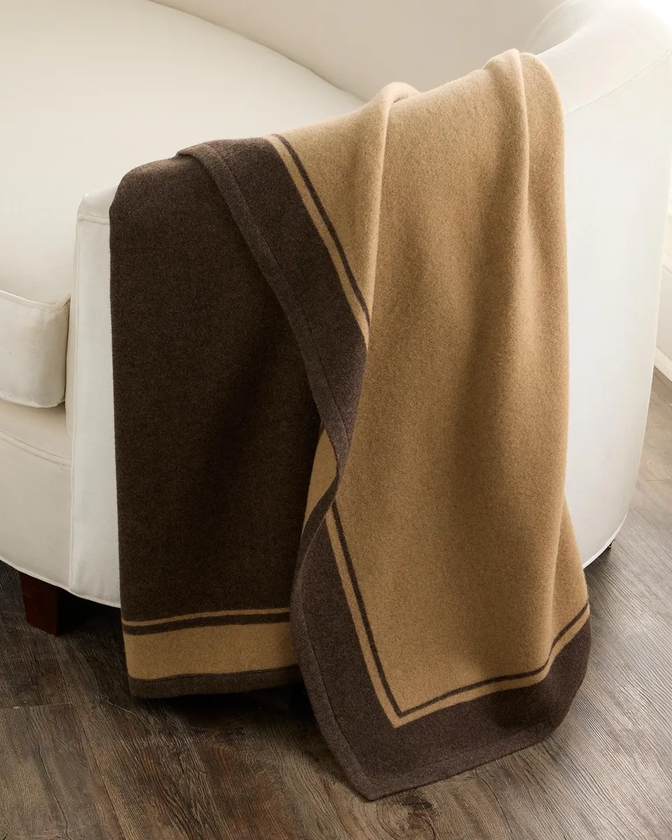 Sofia Cashmere Skyline Border Stripe Cashmere Throw, 56" x 72" | Thumbnail 2