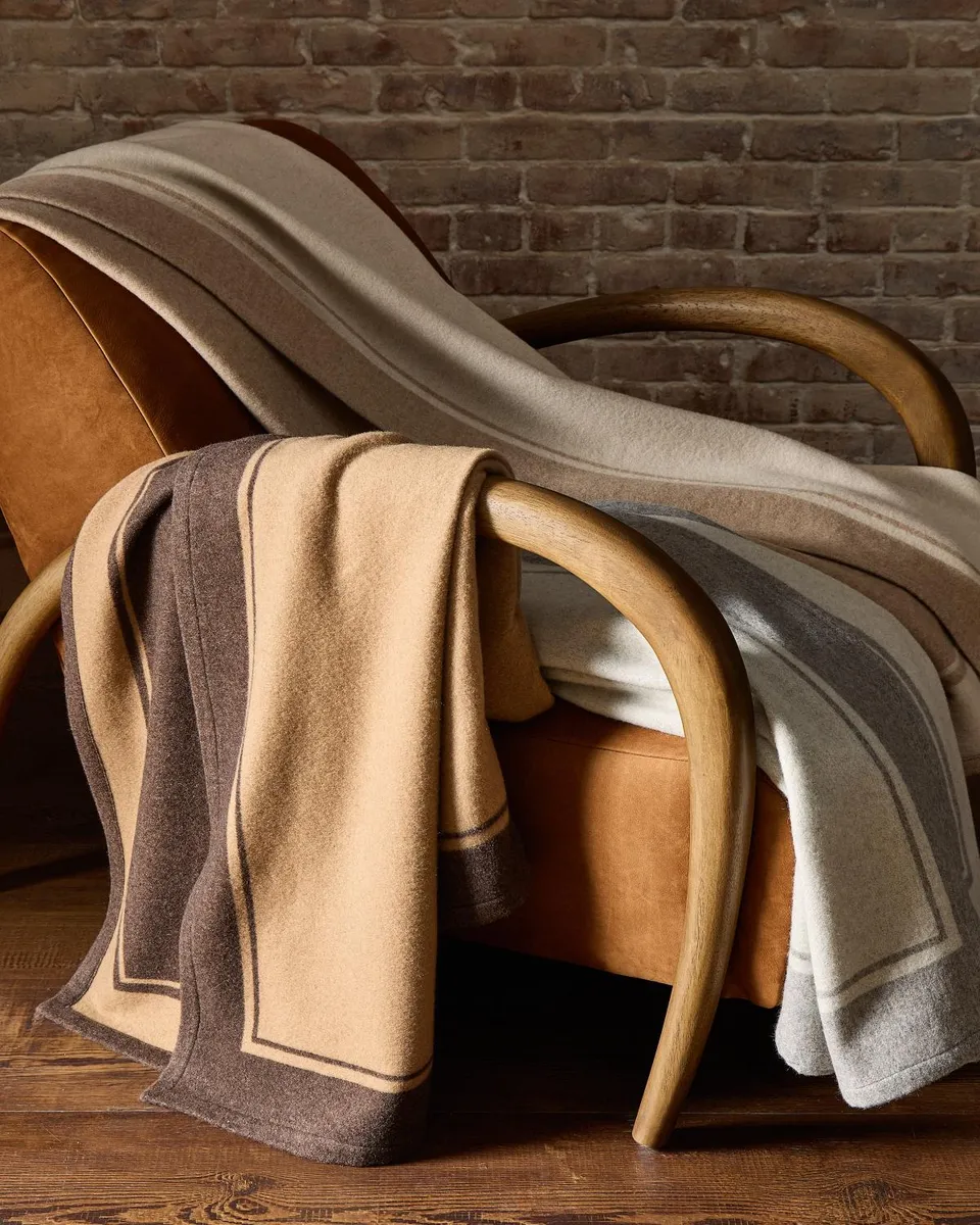 Sofia Cashmere Skyline Border Stripe Cashmere Throw, 56" x 72" | Thumbnail 5