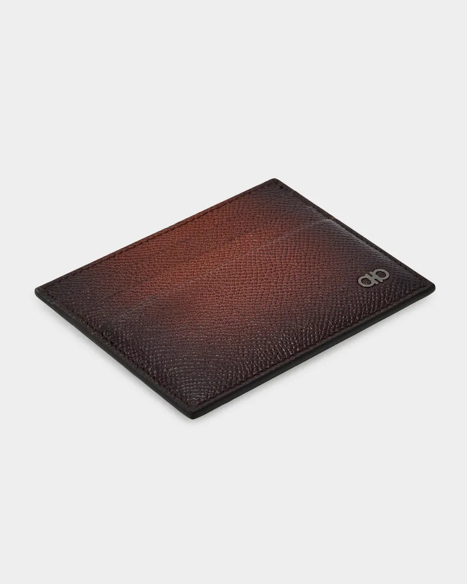 Ferragamo Men's Micro Gancini Grain Leather Card Holder | Thumbnail 2