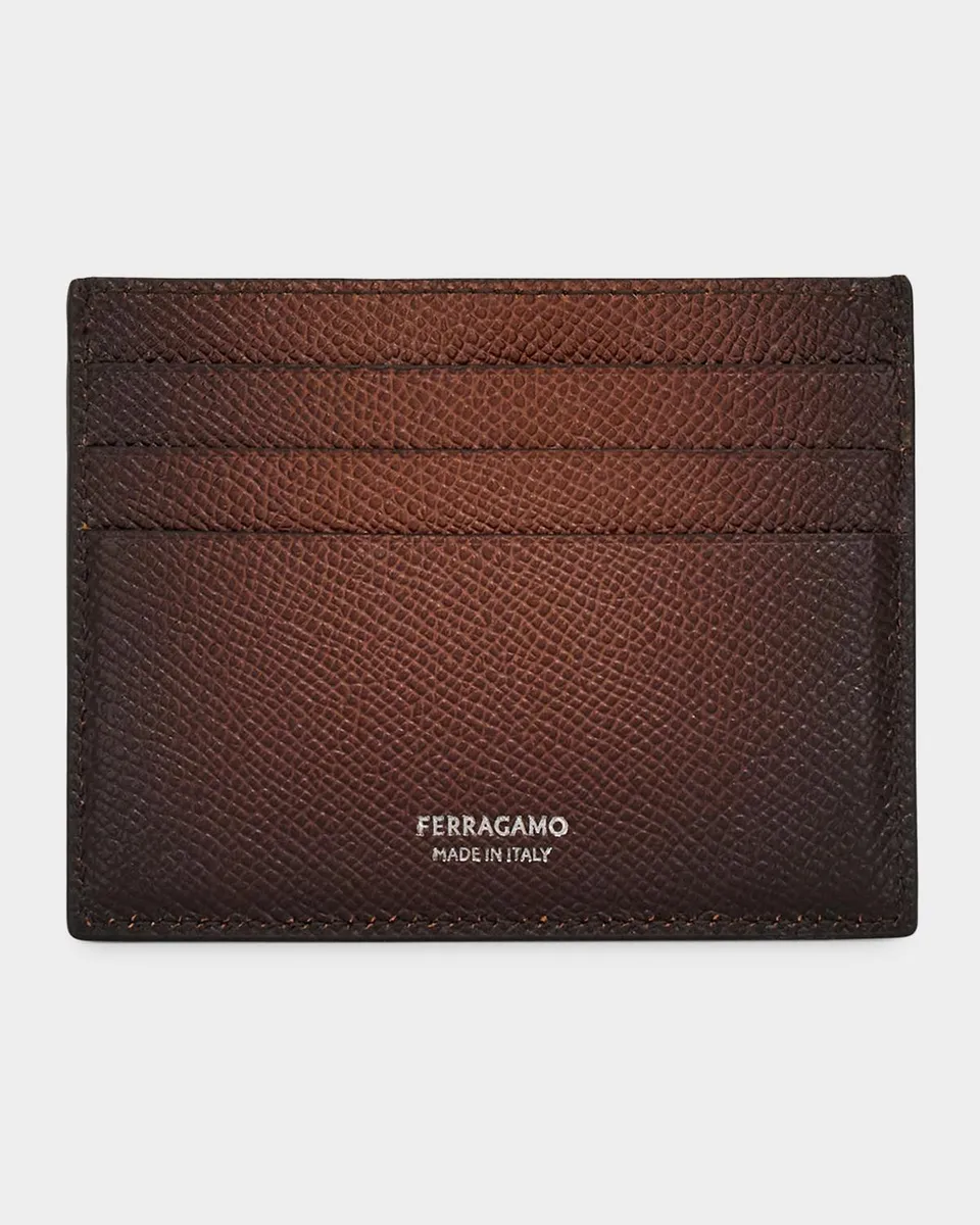 Ferragamo Men's Micro Gancini Grain Leather Card Holder | Thumbnail 3