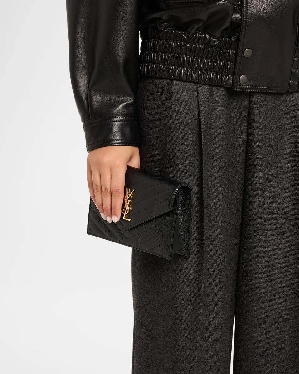 Saint Laurent Envelope Small YSL Wallet on Chain in Grain Leather | Thumbnail 2 Saint Laurent Envelope Small YSL Wallet on Chain in Grain Leather | Thumbnail 2