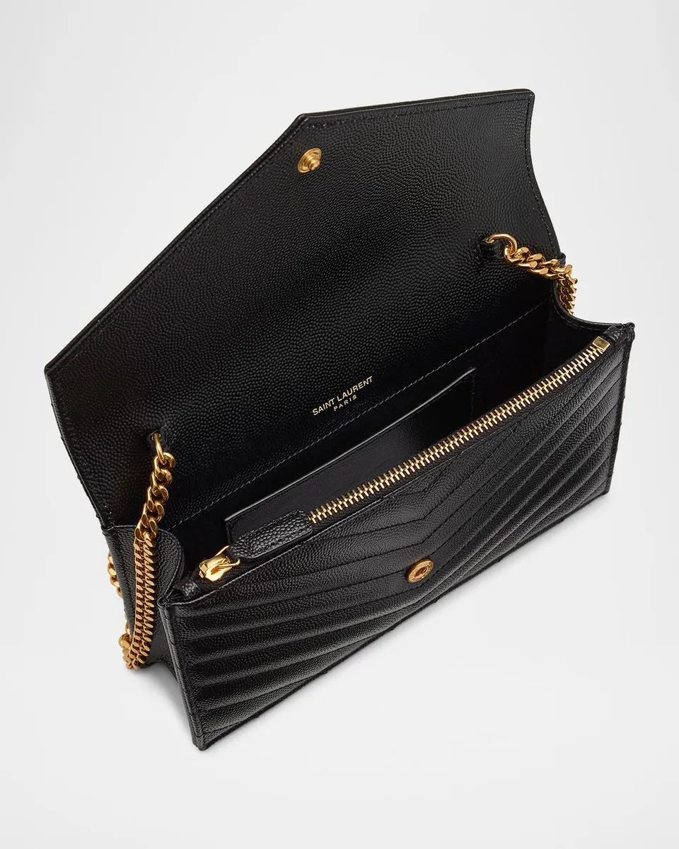 Saint Laurent Envelope Small YSL Wallet on Chain in Grain Leather | Thumbnail 4 Saint Laurent Envelope Small YSL Wallet on Chain in Grain Leather | Thumbnail 4