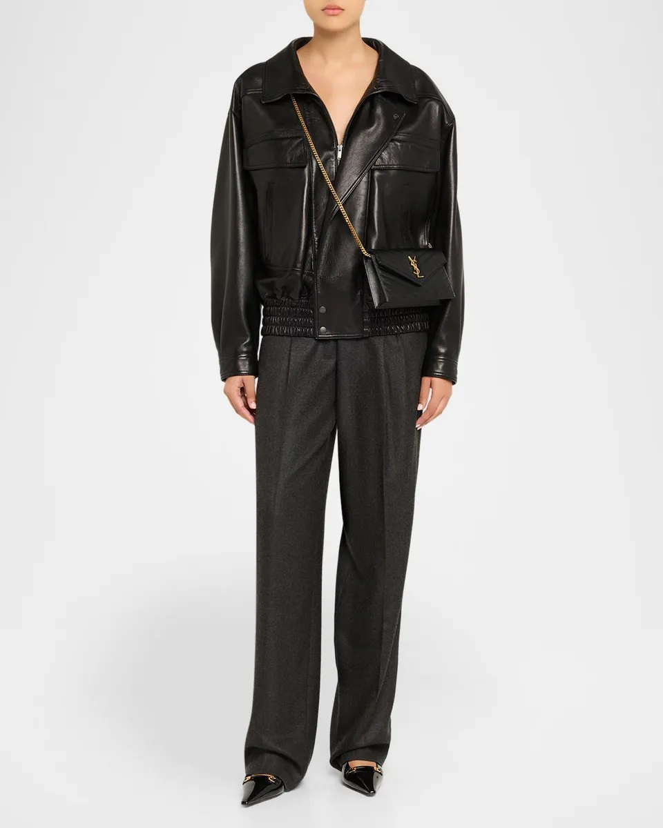 Saint Laurent Envelope Small YSL Wallet on Chain in Grain Leather | Thumbnail 5 Saint Laurent Envelope Small YSL Wallet on Chain in Grain Leather | Thumbnail 5