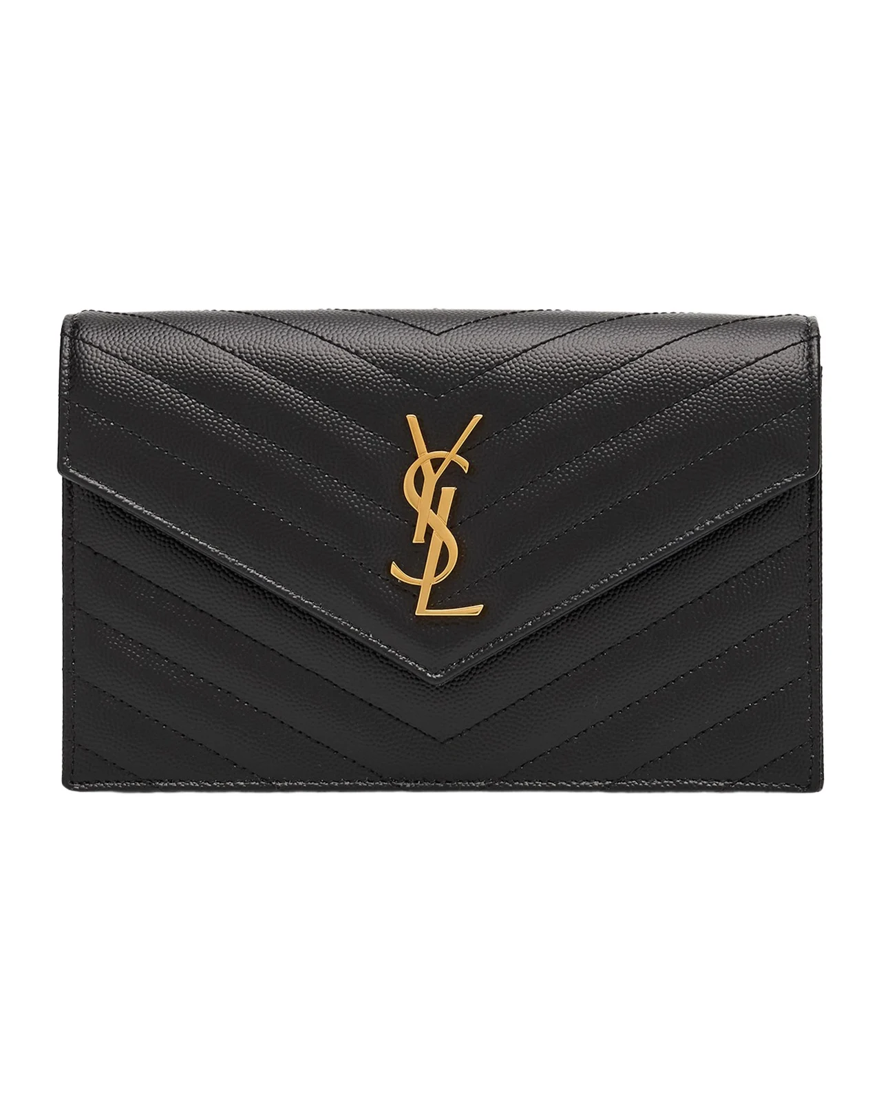 Envelope Small YSL Wallet on Chain in Grain Leather Envelope Small YSL Wallet on Chain in Grain Leather