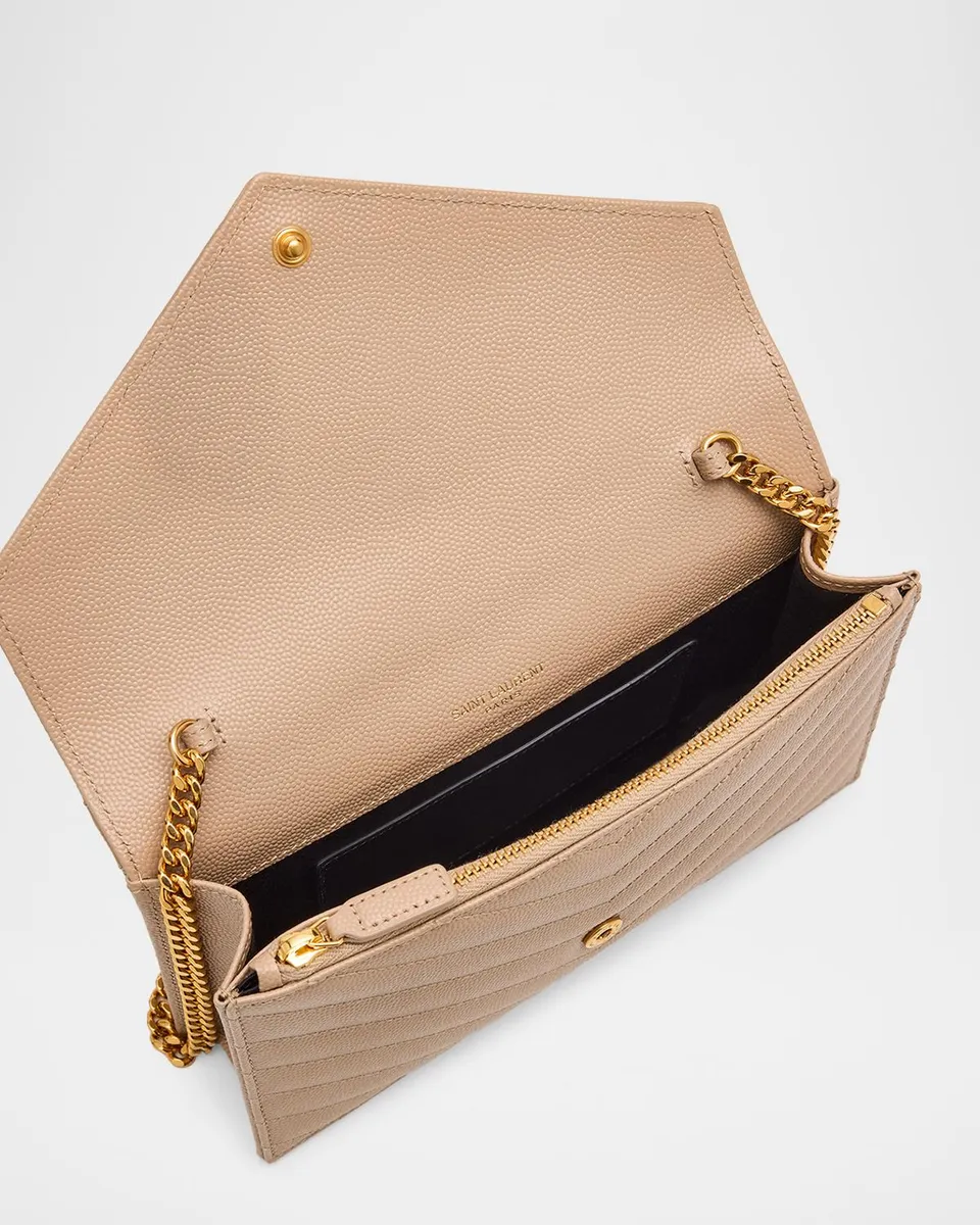 Saint Laurent Envelope Small YSL Wallet on Chain in Grain Leather | Thumbnail 4 Saint Laurent Envelope Small YSL Wallet on Chain in Grain Leather | Thumbnail 4