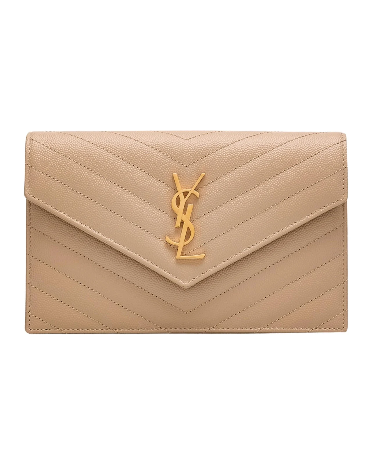 Envelope Small YSL Wallet on Chain in Grain Leather Envelope Small YSL Wallet on Chain in Grain Leather