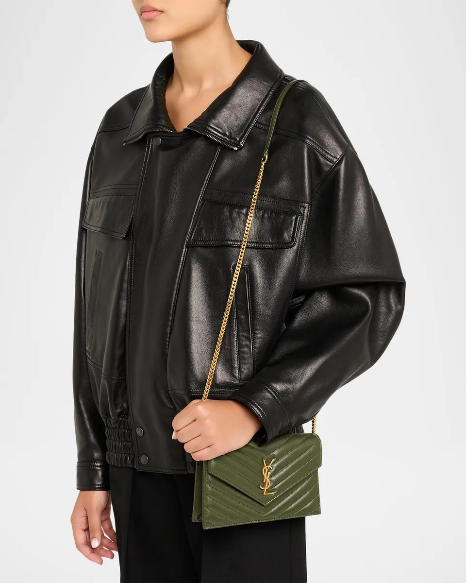 Saint Laurent Small YSL Wallet on Chain in Grain Leather | Thumbnail 2 Saint Laurent Small YSL Wallet on Chain in Grain Leather | Thumbnail 2