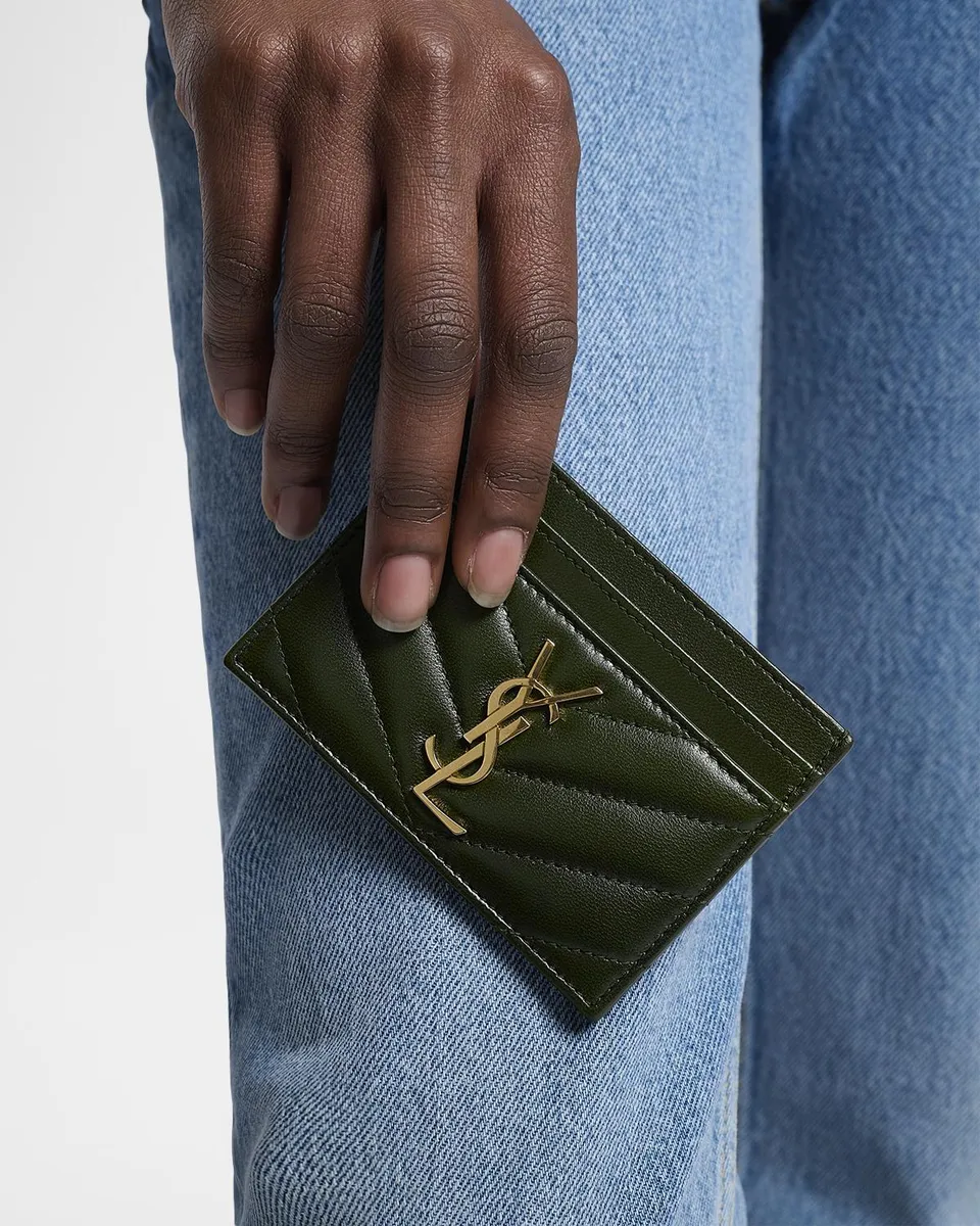Saint Laurent Cassandre YSL Monogram Card Case in Quilted Smooth Leather | Thumbnail 2 Saint Laurent Cassandre YSL Monogram Card Case in Quilted Smooth Leather | Thumbnail 2