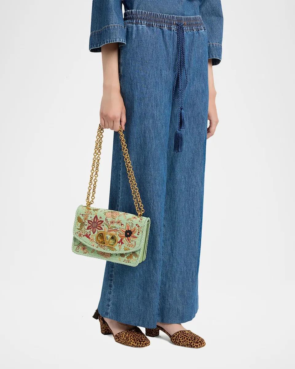 Valentino Garavani Beaded Floral-Embroidered Shoulder Strap | Thumbnail 2 Valentino Garavani Beaded Floral-Embroidered Shoulder Strap | Thumbnail 2