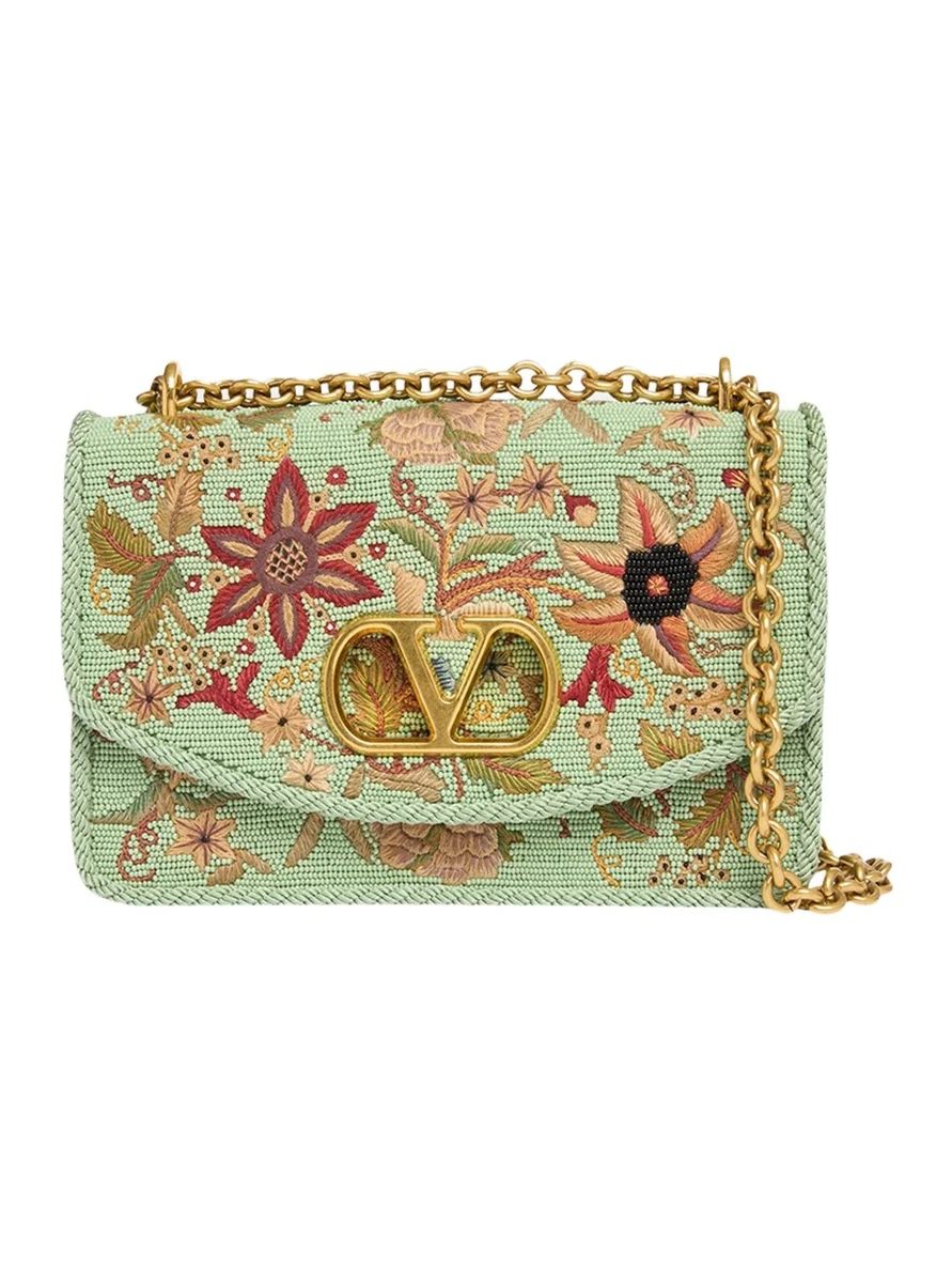 Valentino Garavani Beaded Floral-Embroidered Shoulder Strap