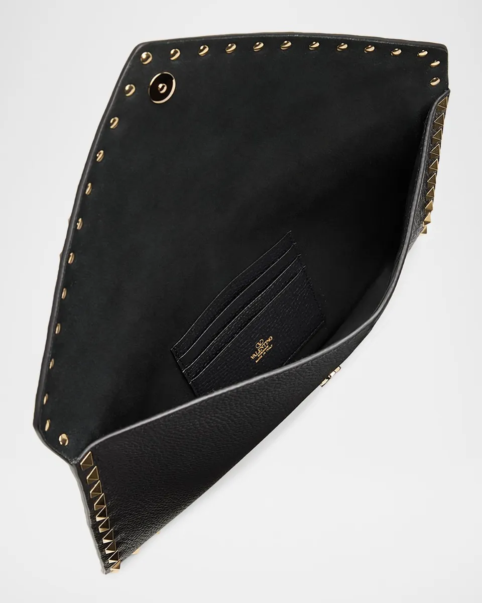 Valentino Garavani Large Rockstud Leather Flat Pouch Bag | Thumbnail 4