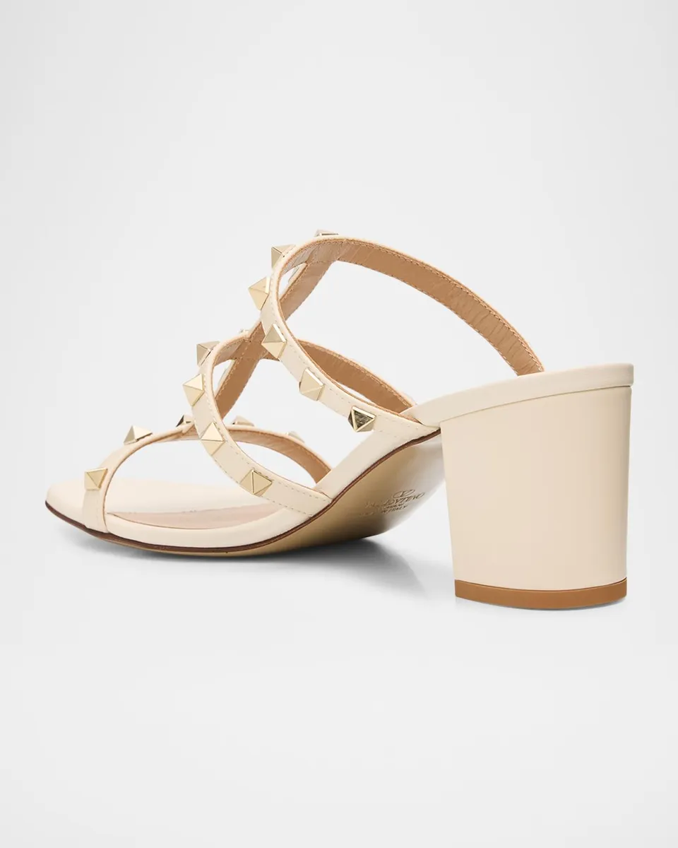 Valentino Garavani 60mm Rockstud Caged Block-Heel Slide Sandals | Thumbnail 4
