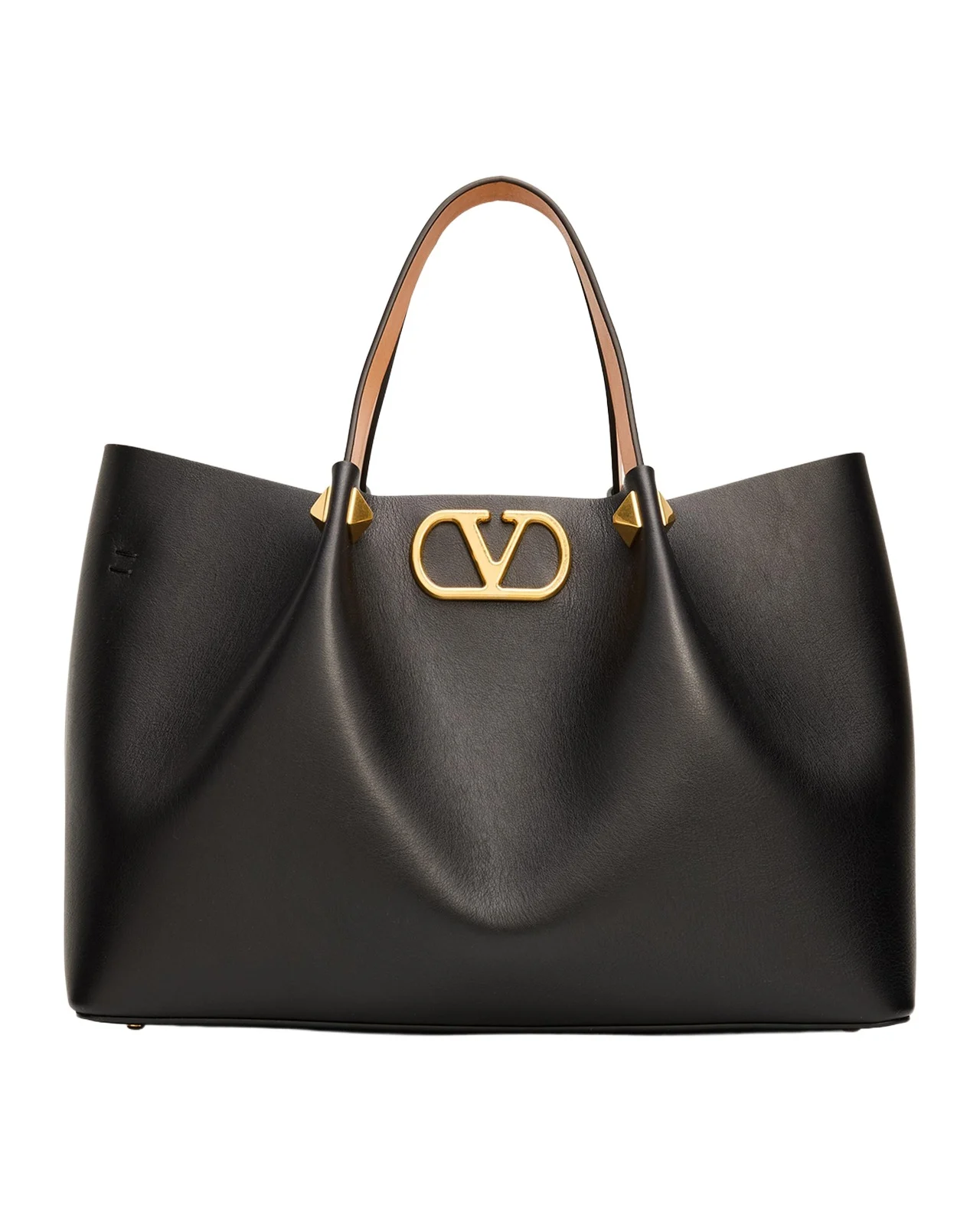 Valentino Garavani Medium Pleated Rockstud Leather Tote Bag