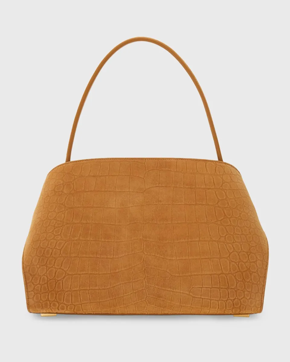 Ferragamo Hug Croc-Embossed Suede Shoulder Bag | Thumbnail 3 Ferragamo Hug Croc-Embossed Suede Shoulder Bag | Thumbnail 3
