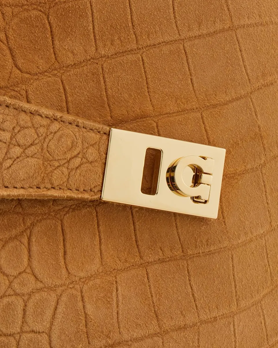 Ferragamo Hug Croc-Embossed Suede Shoulder Bag | Thumbnail 5 Ferragamo Hug Croc-Embossed Suede Shoulder Bag | Thumbnail 5