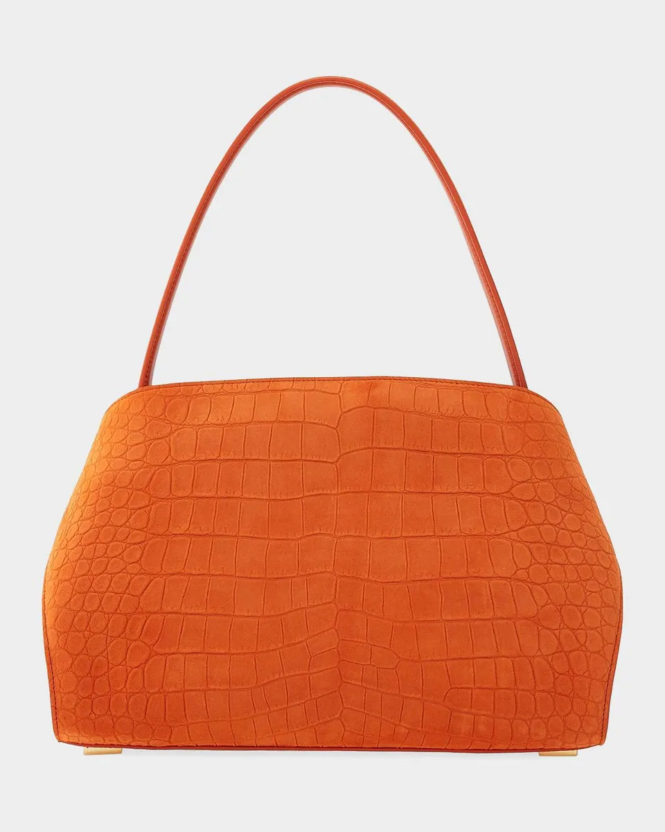 Ferragamo Hug Soft Suede Alligator-Effect Shoulder Bag | Thumbnail 6 Ferragamo Hug Soft Suede Alligator-Effect Shoulder Bag | Thumbnail 6