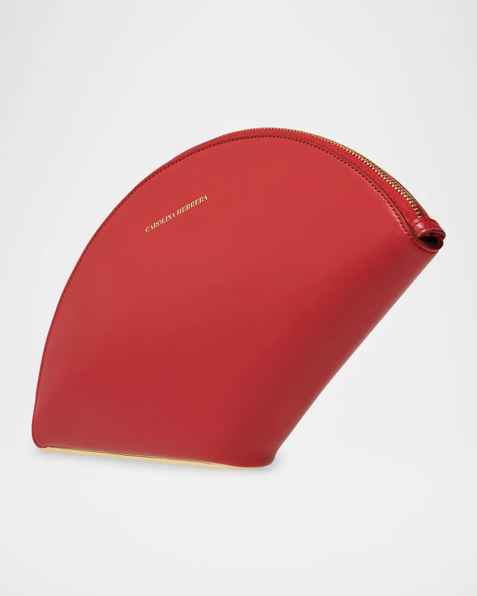 Carolina Herrera Consuelo Fan-Shaped Leather Clutch Bag | Thumbnail 2 Carolina Herrera Consuelo Fan-Shaped Leather Clutch Bag | Thumbnail 2