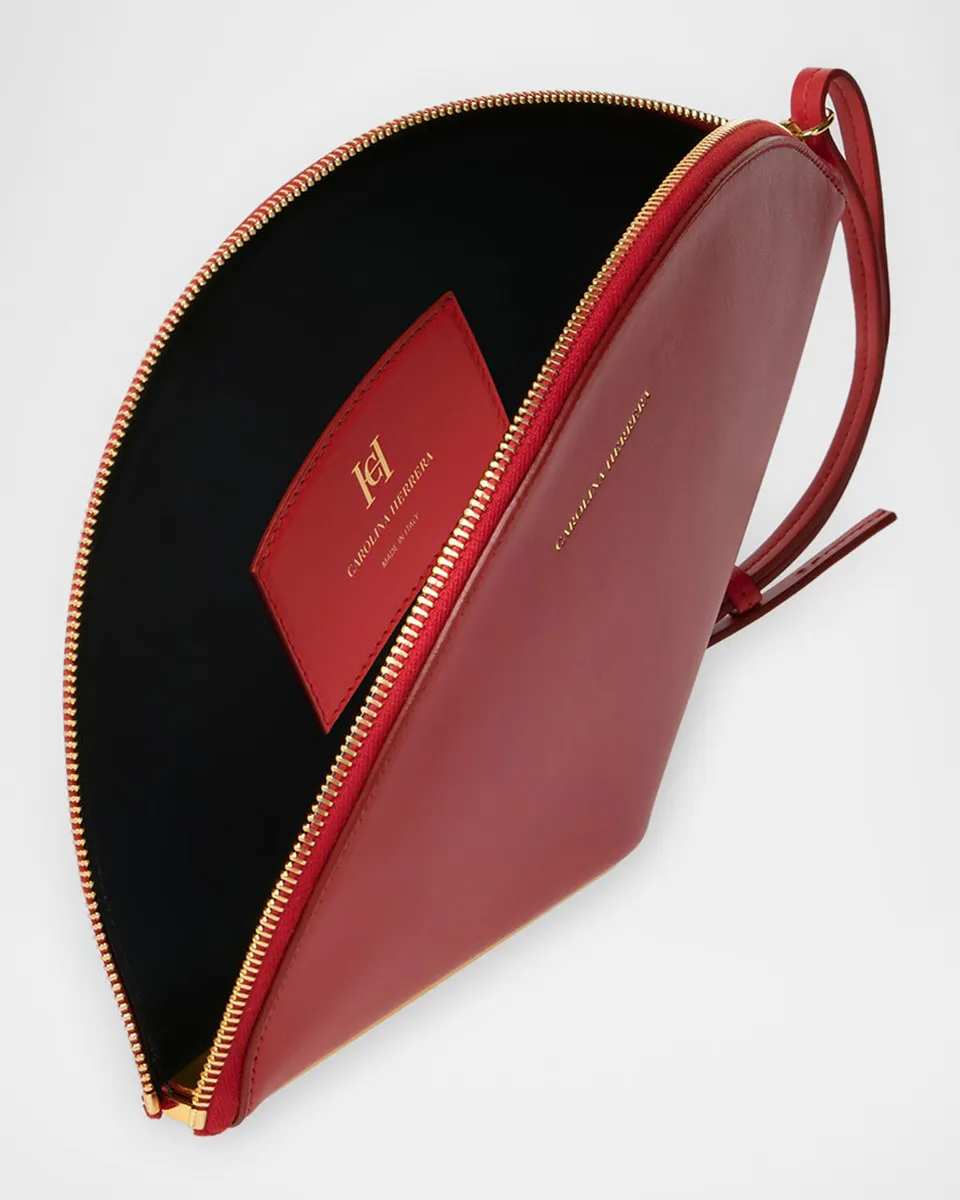 Carolina Herrera Consuelo Fan-Shaped Leather Clutch Bag | Thumbnail 3 Carolina Herrera Consuelo Fan-Shaped Leather Clutch Bag | Thumbnail 3